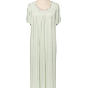 Shadowline XL Light Green Nylon Rose Gown Vintage